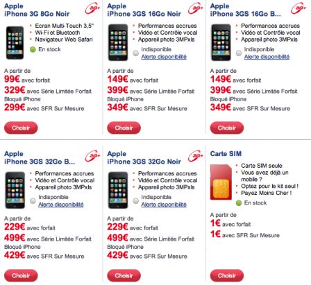 stock Sfr 3GS 01, août 2009 stock Sfr 3GS 01