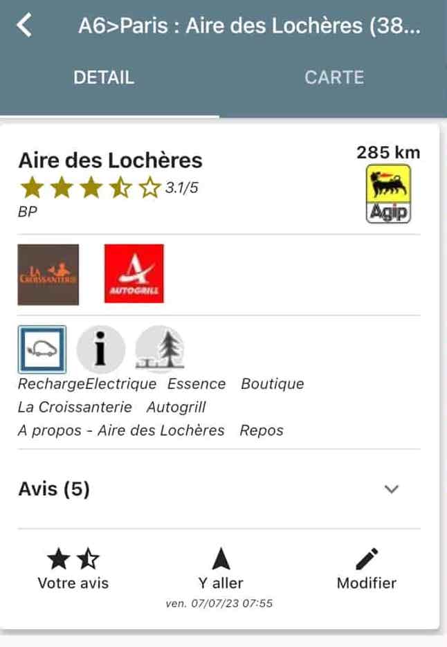 App Stationaute iPhone aire autoroute