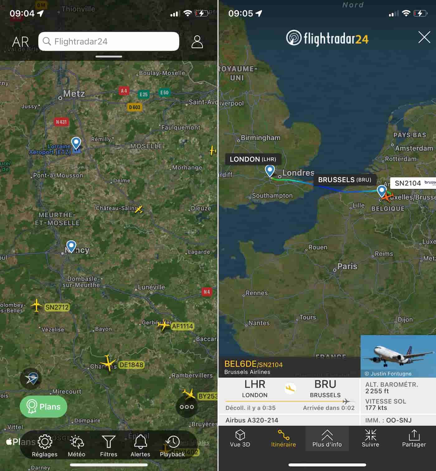 Flightradar 24 app iPhone avions