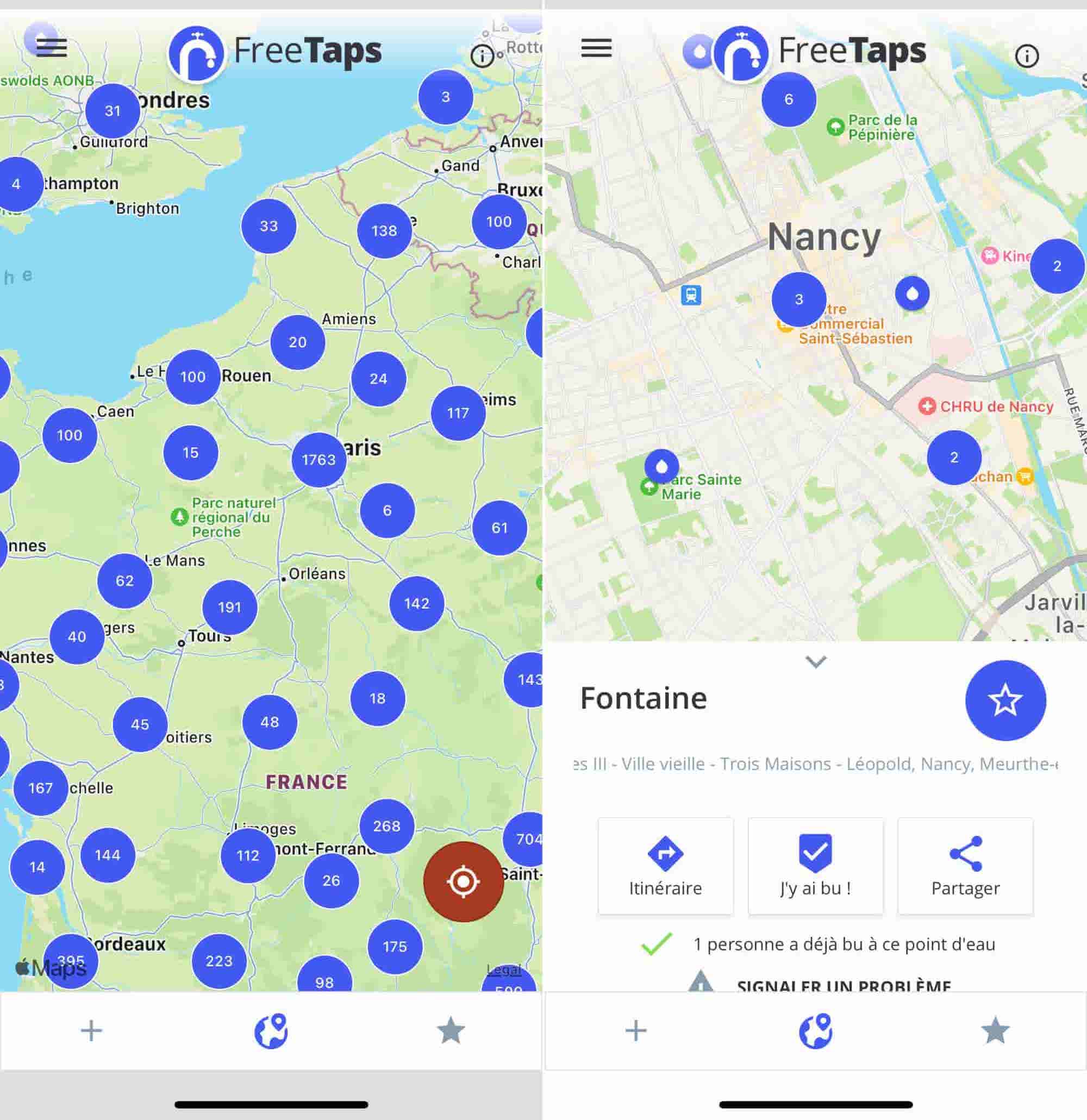 App FreeTaps vue France