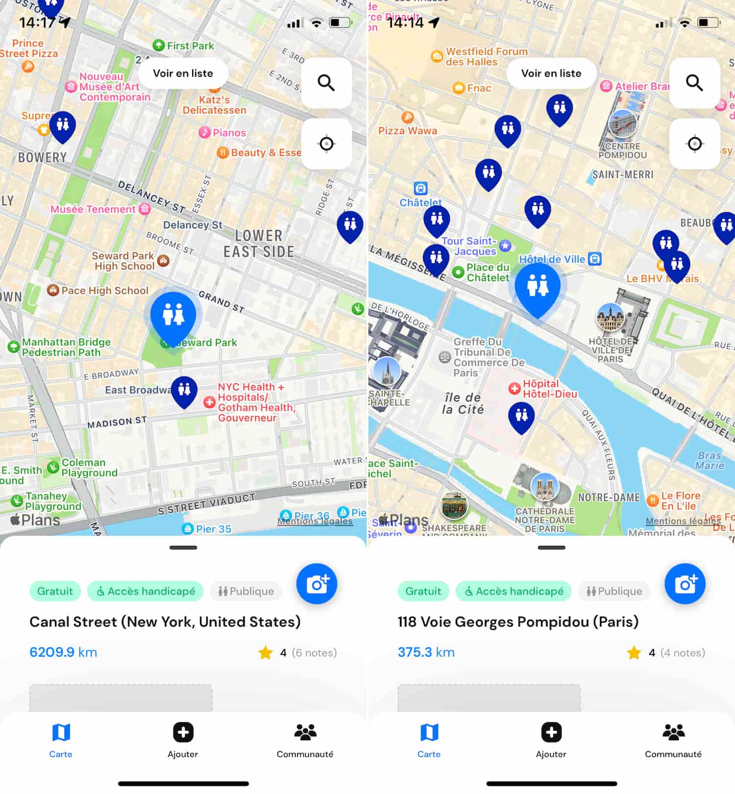 Carte app "Où sont les toilettes ?"