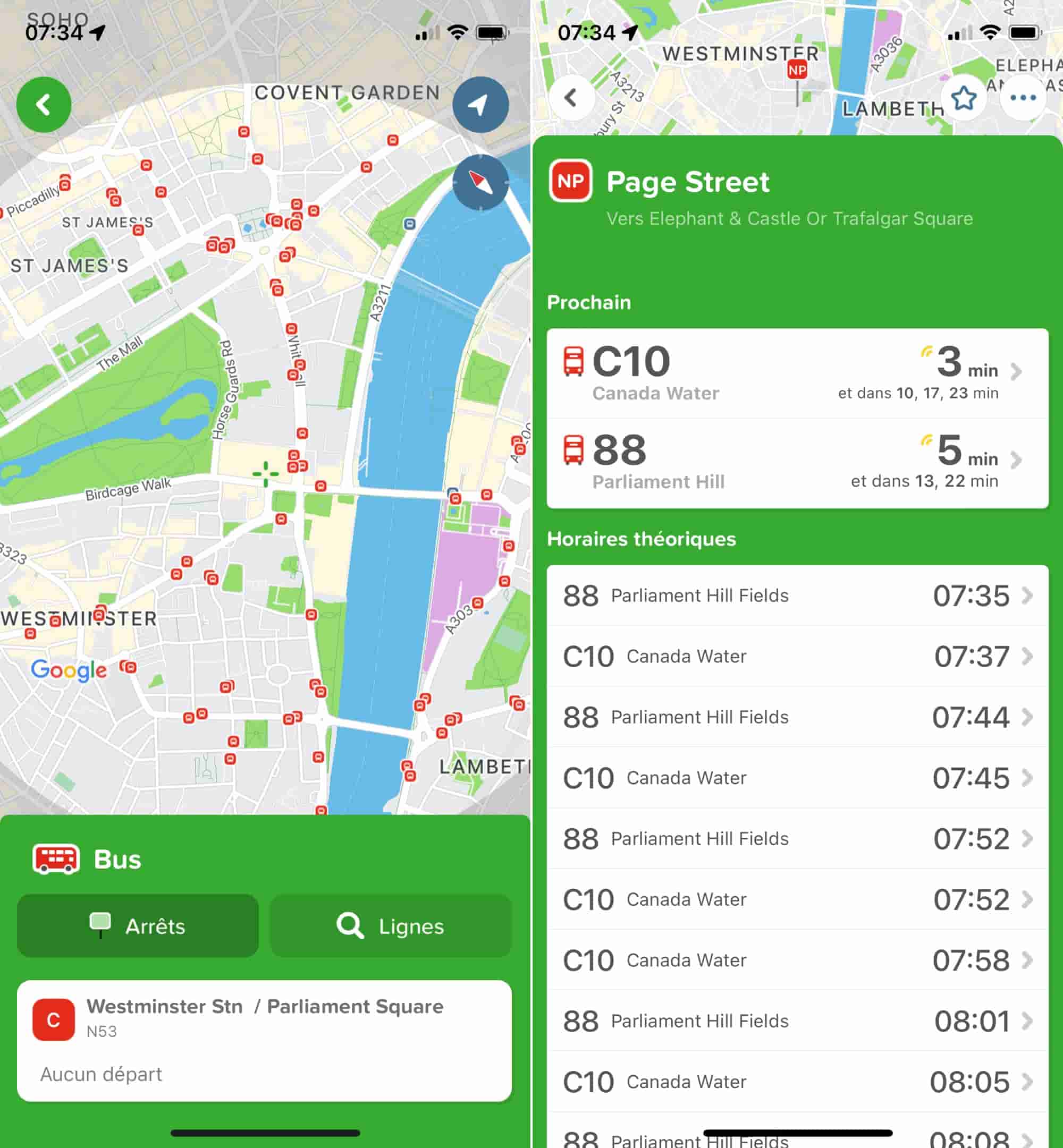 Citymapper bus Londres