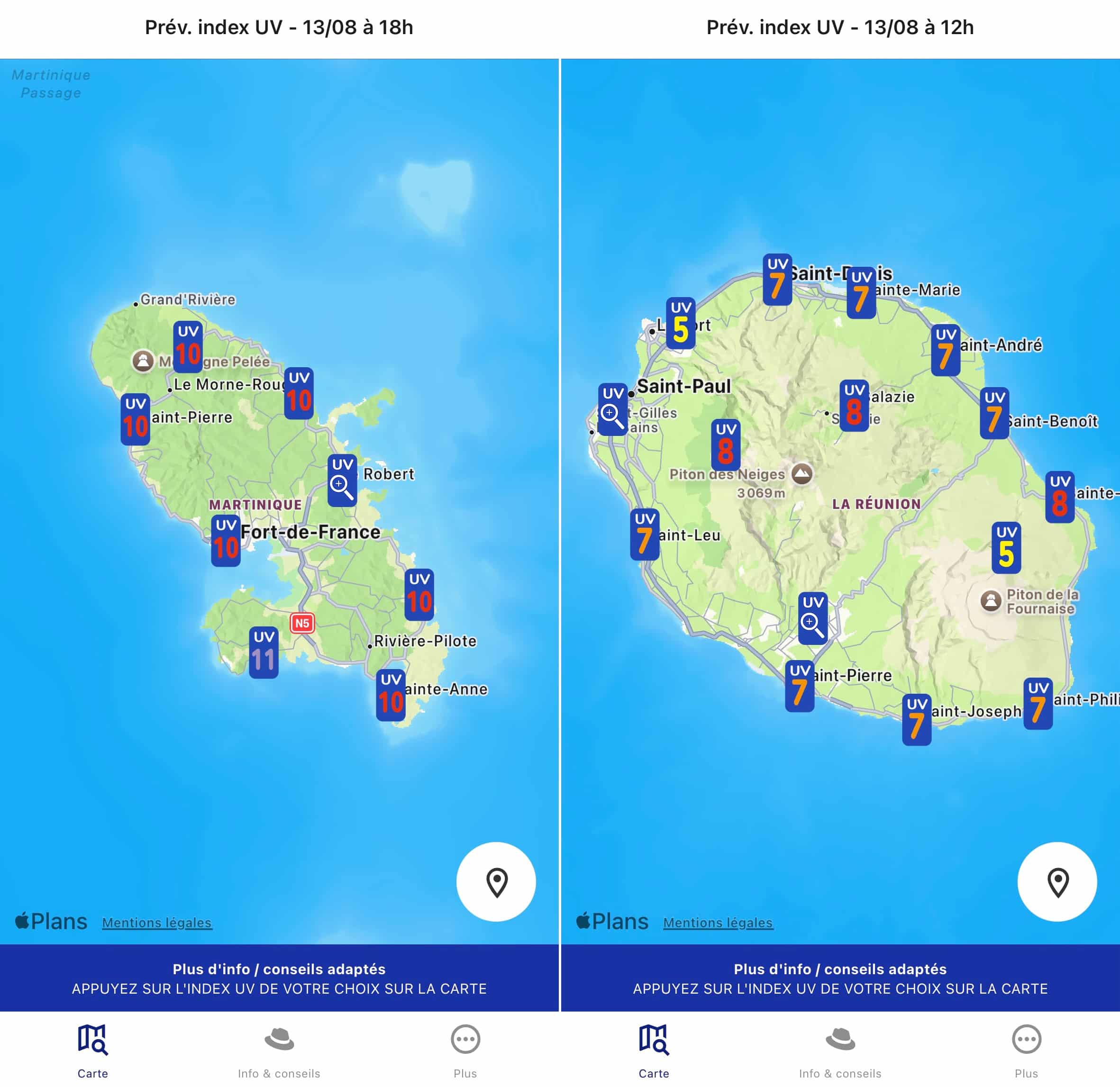 Météo UV îles