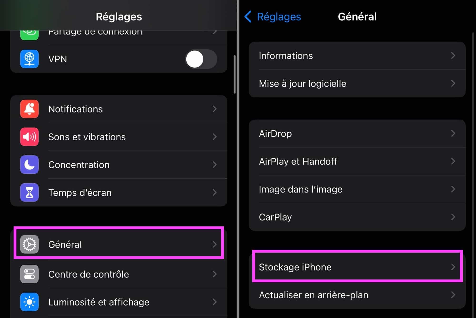 Accès stockage iPhone