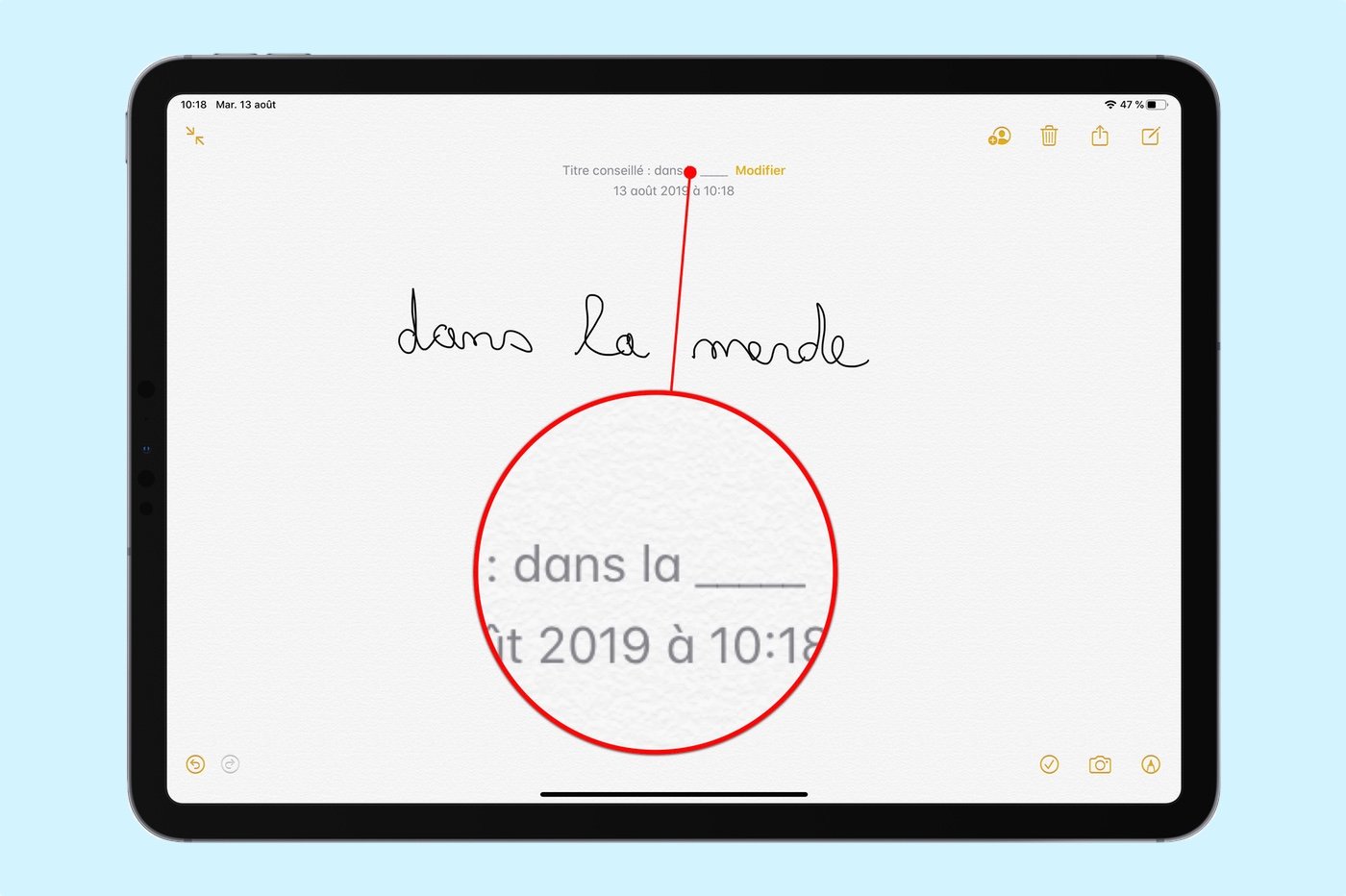 censure dans notes manuscrites iOS