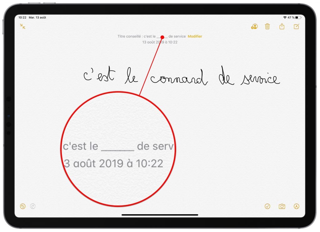 censure dans notes manuscrites iOS