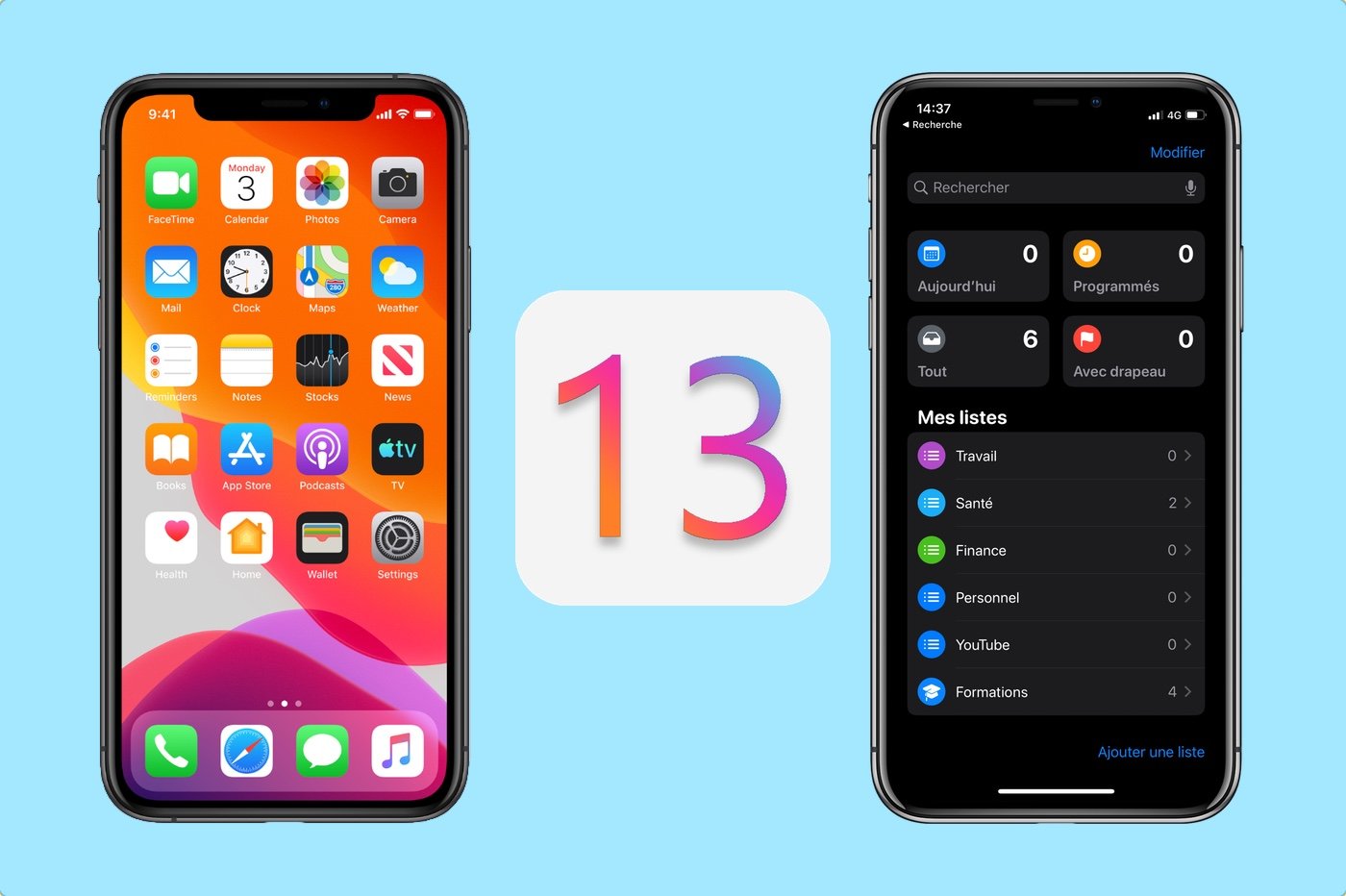 iOS 13 sur iPhone