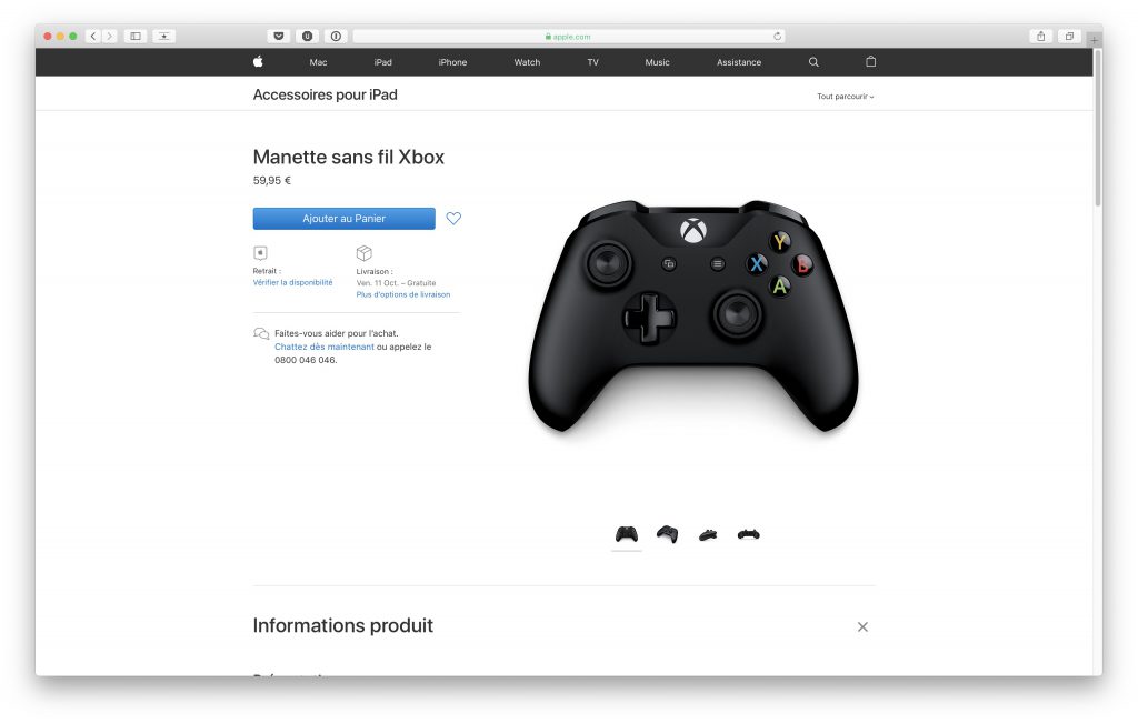 Manette Xbox sur Apple Store