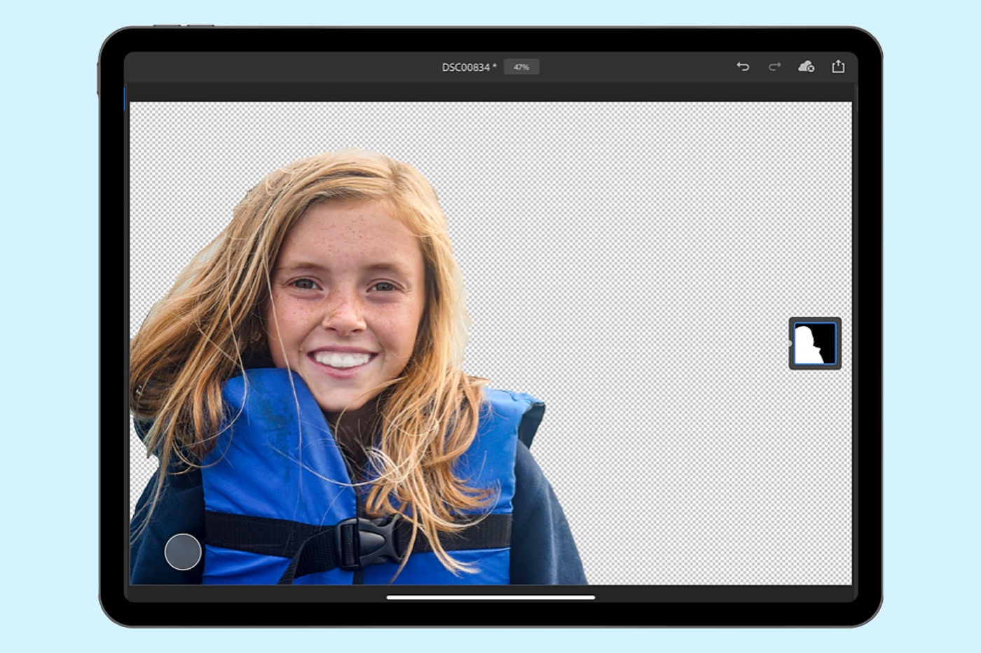 outil sélection sujet sur iPad, photoshop