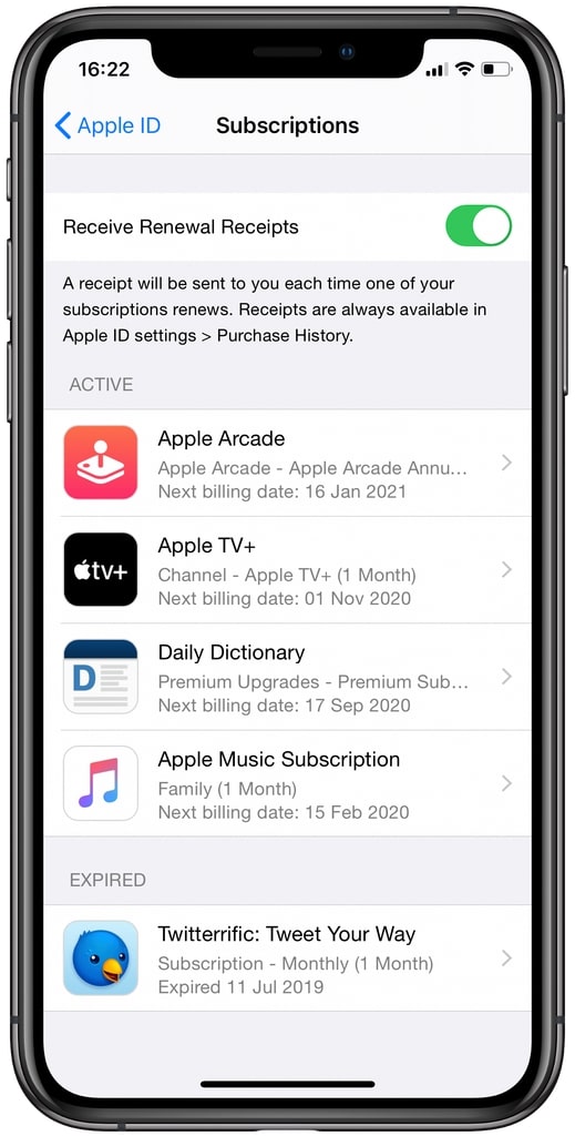 Apple notification abonnement