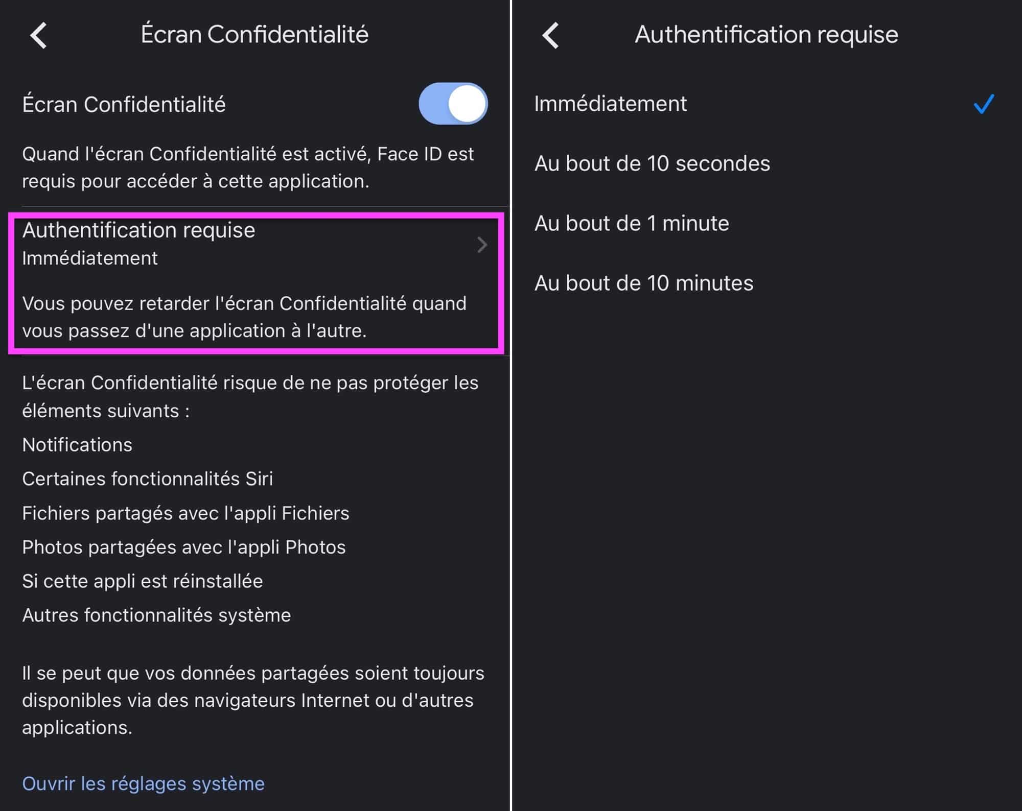 Écran confidentialité Google Drive