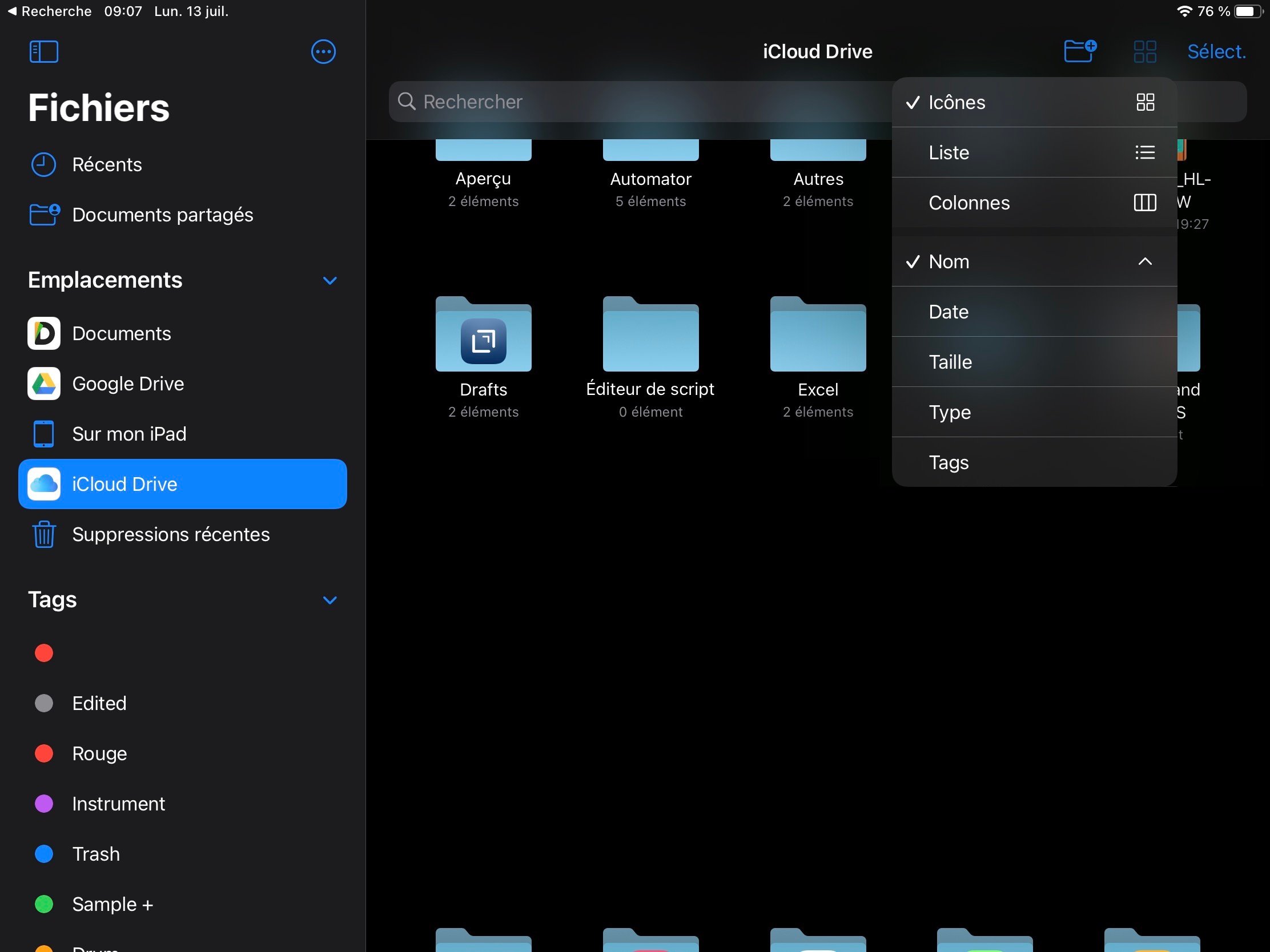 iPadOS 14 nouveau menu déroulant
