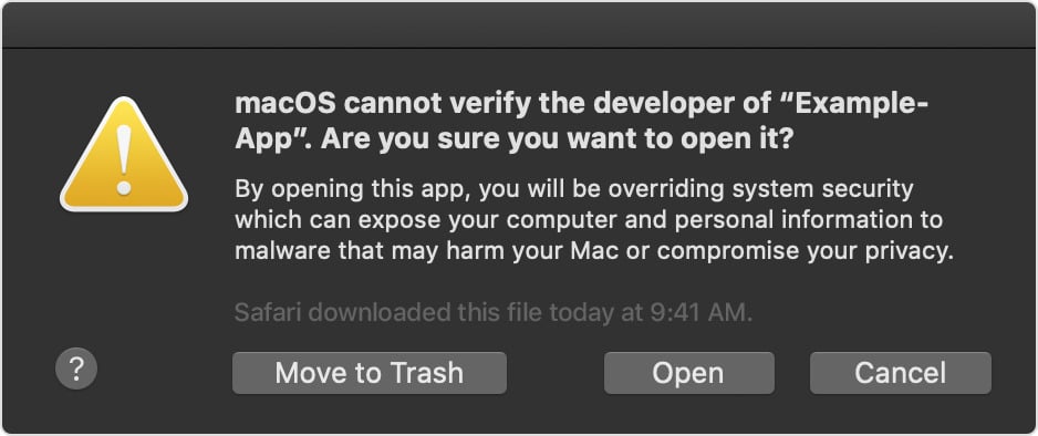 Alerte macOS Gatekeeper