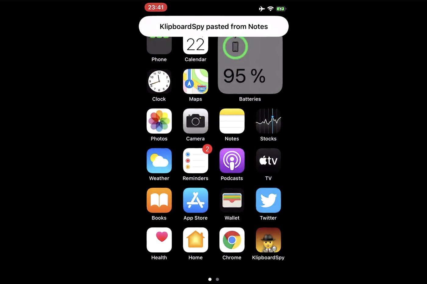 iOS 14 alerte presse-papier