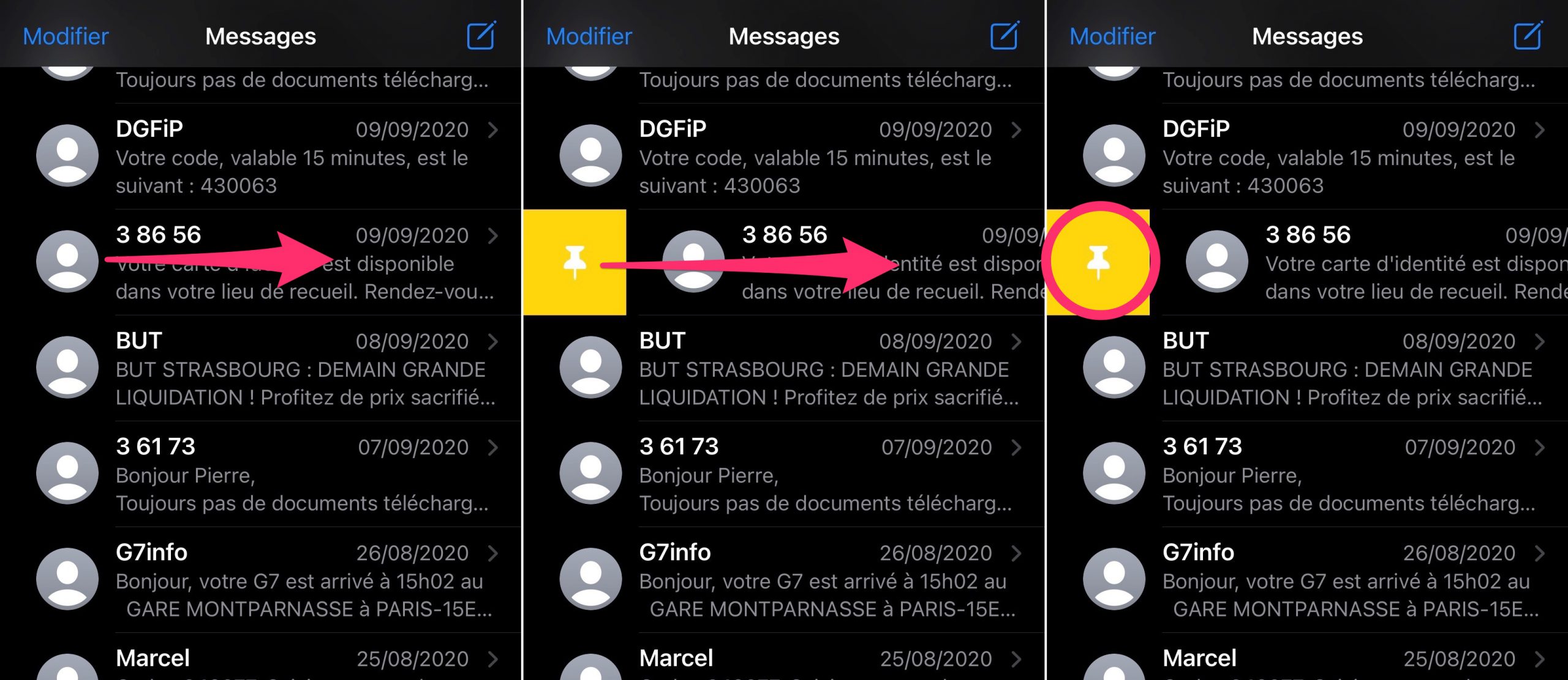 iOS tutorial, bookmark conversation in Messages