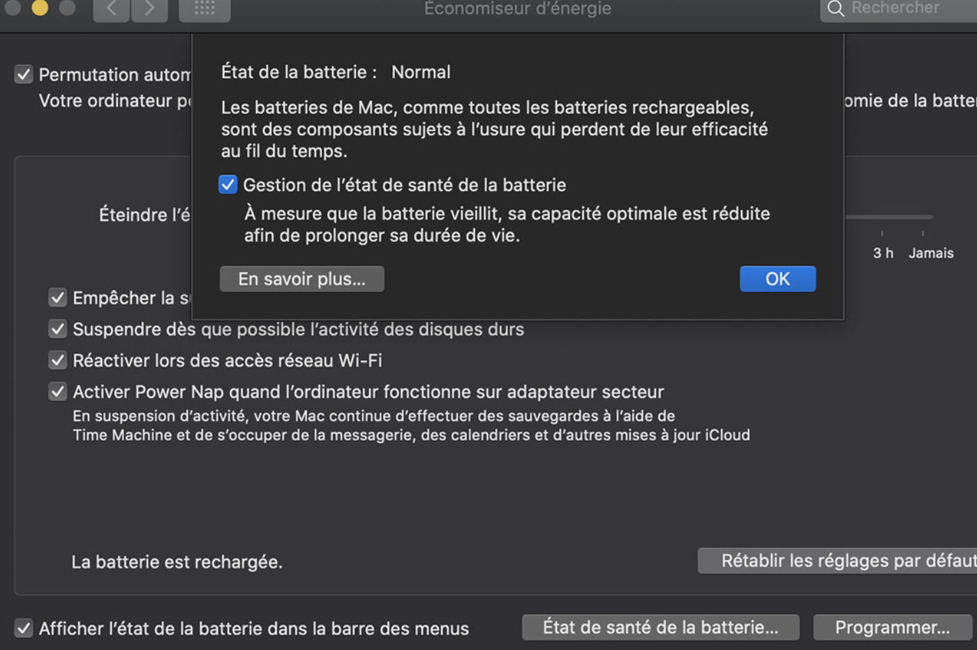 santé de la batterie