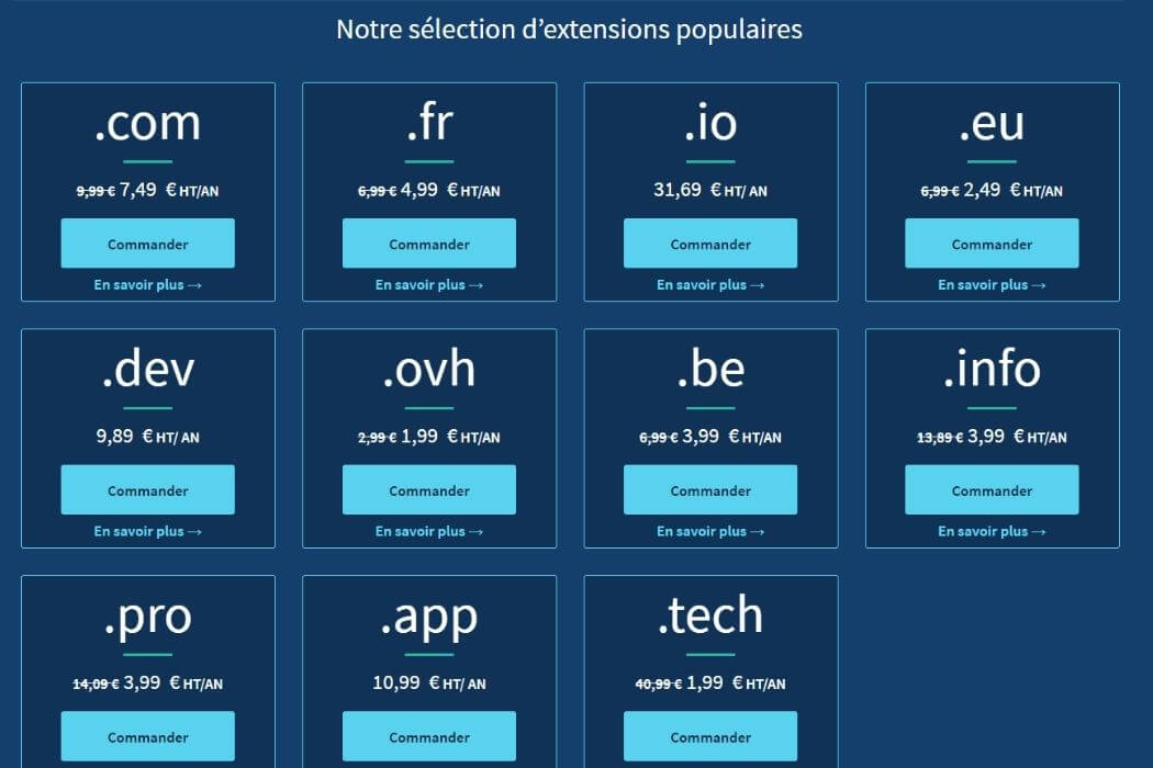 Achat de noms de domaine OVH