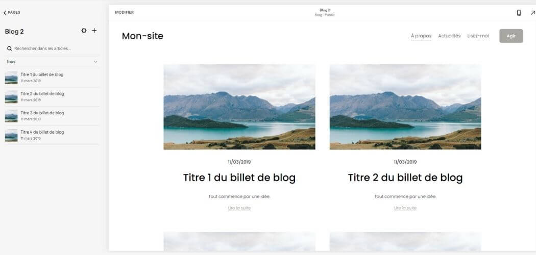 Articles de blog Squarespace