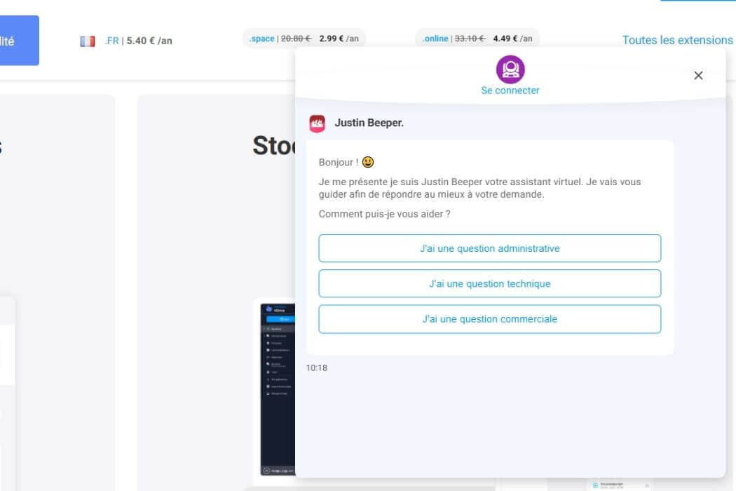 Assistance chat Infomaniak