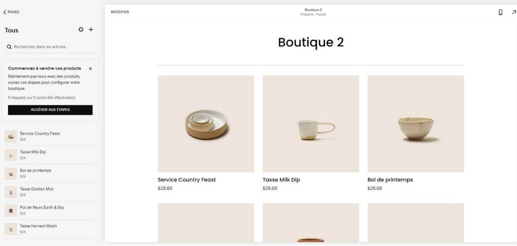 Création boutique Squarespace