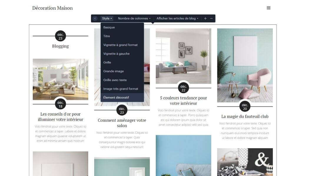 Edition de blog Webnode