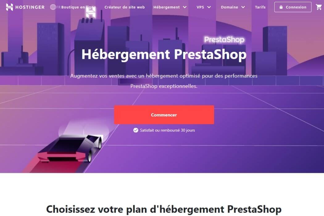 Hébergement PrestaShop Hostinger