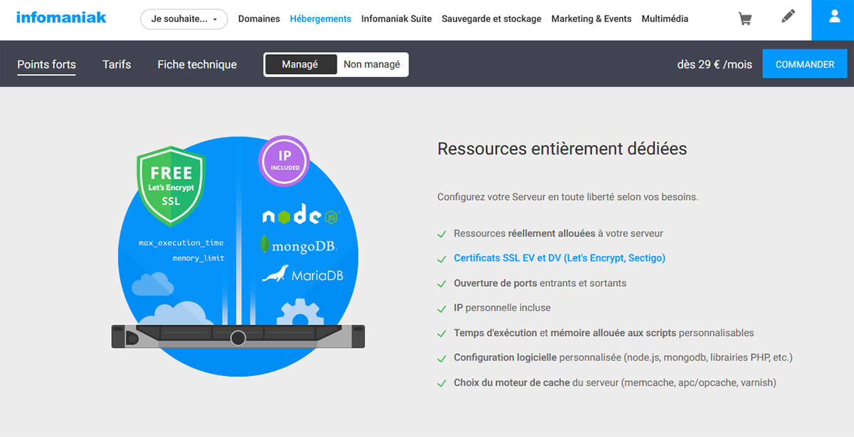 Hébergement Serveur dédié Infomaniak
