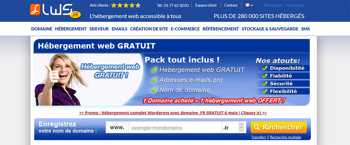 Hébergement web gratuit LWS