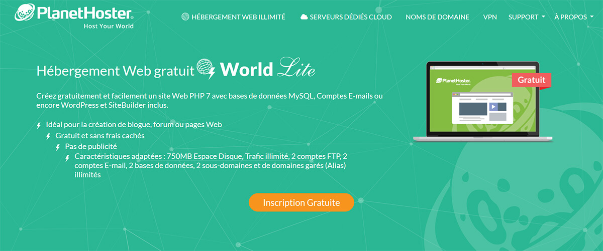 Hébergement web gratuit PlanetHoster