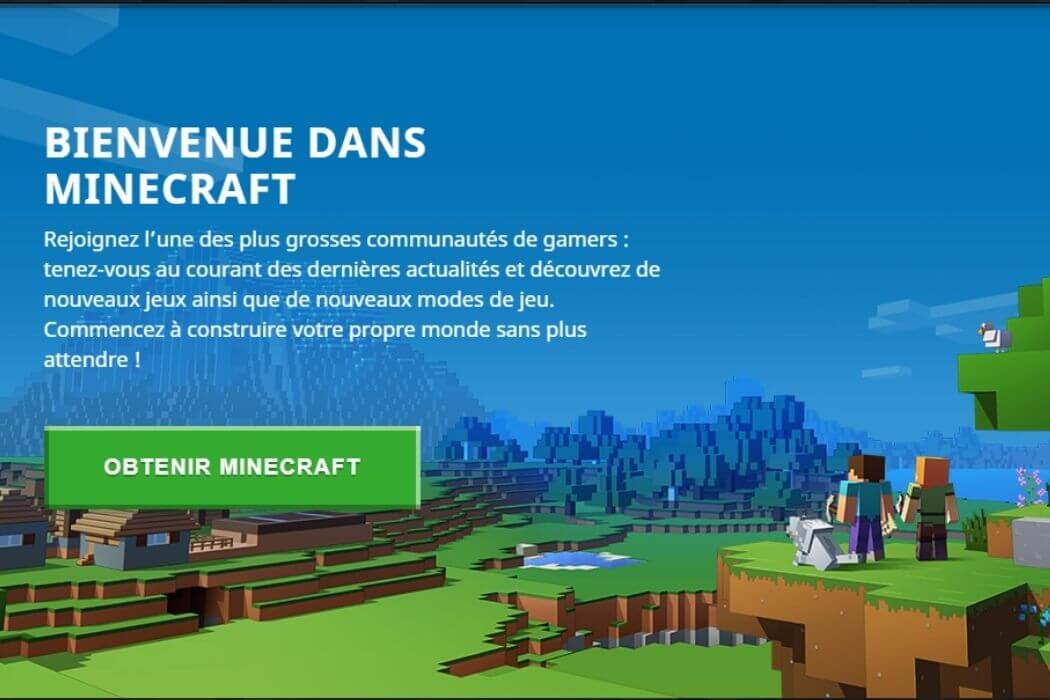 Page officielle Minecraft