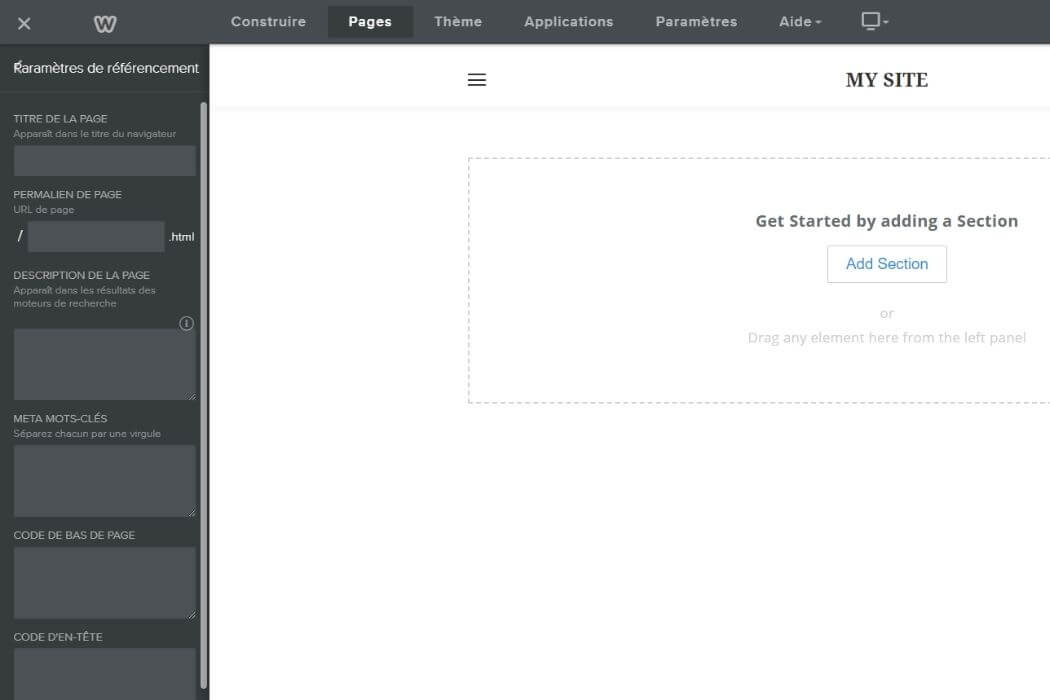 Paramètres SEO Weebly