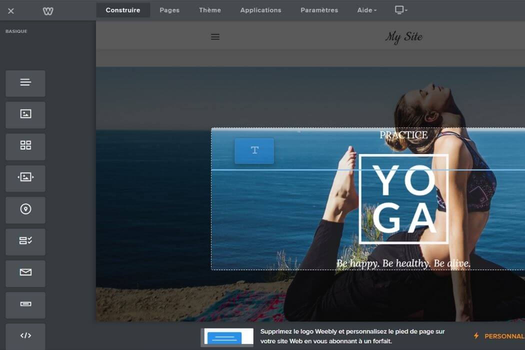 Personnalisation de page Weebly