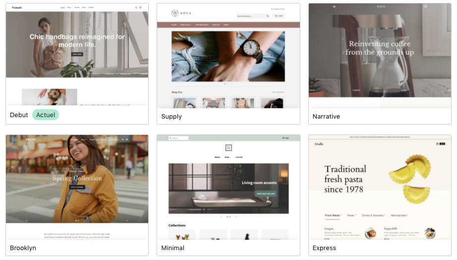 Themes gratuits Shopify