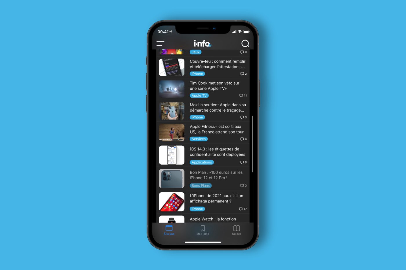 app i-nfo.fr sur iPhone Face ID