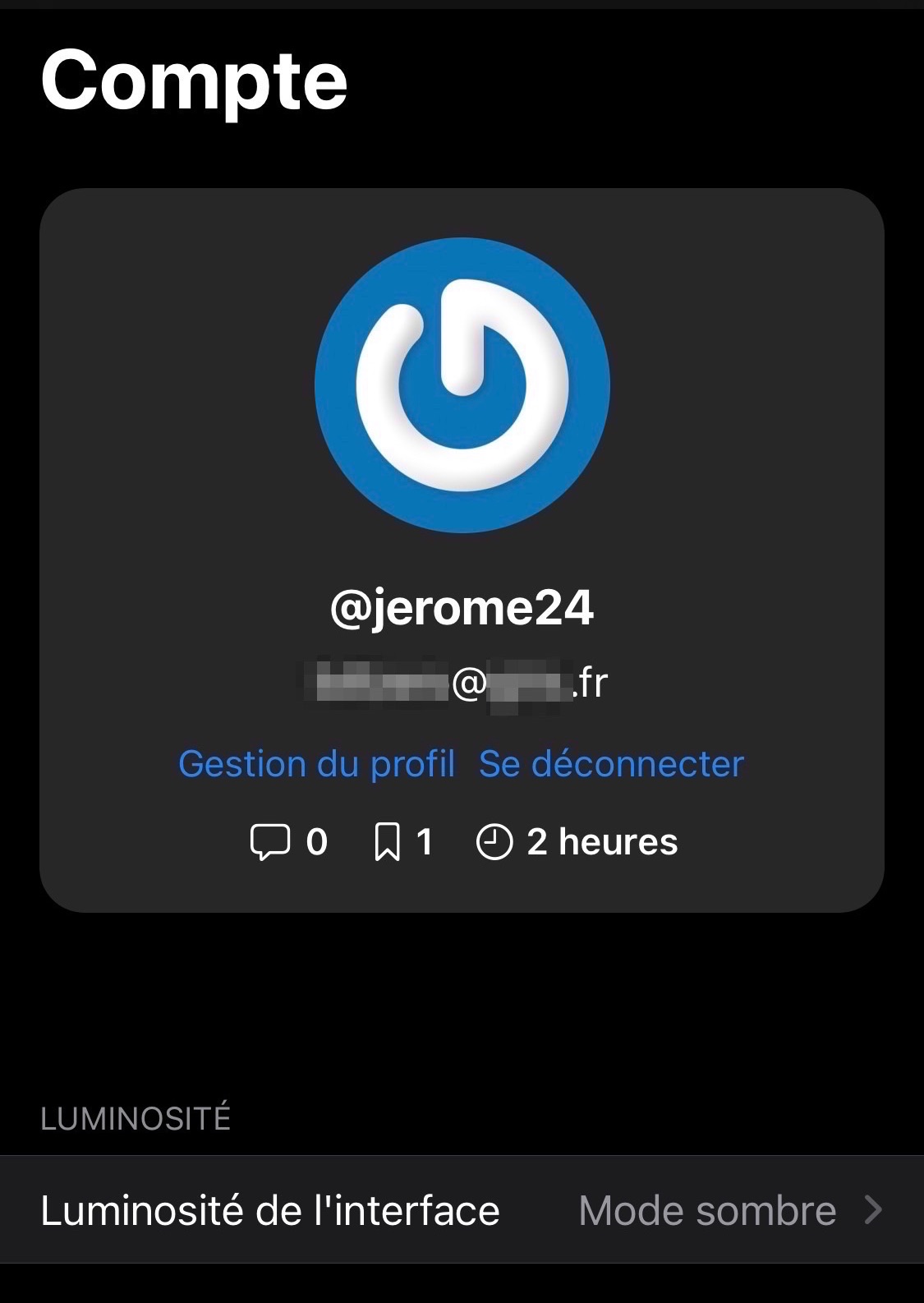Compte sur l'app