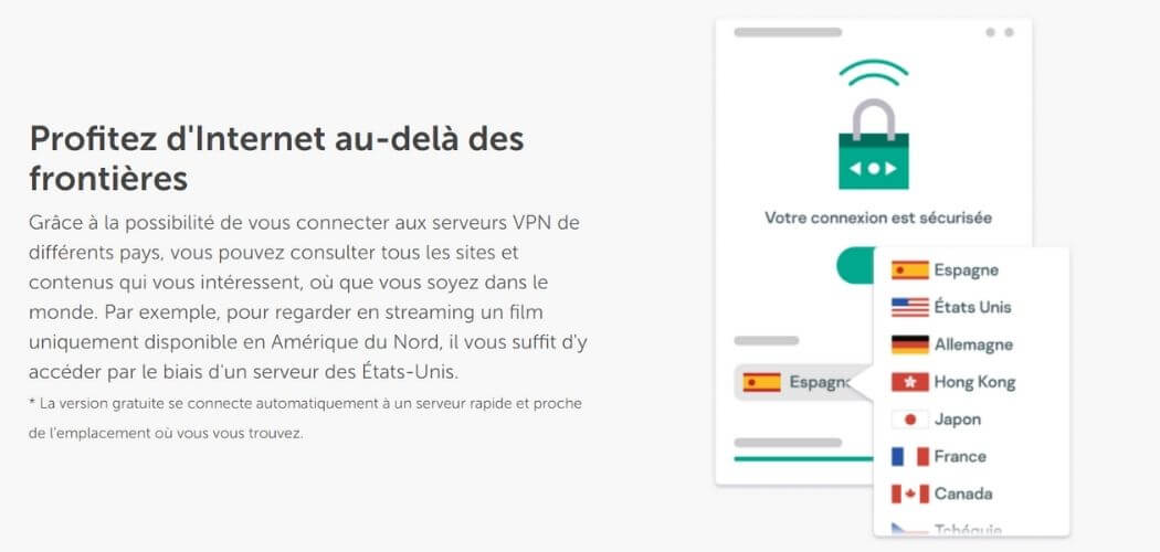 Contournement des géo-blocages avec Kaspersky VPN