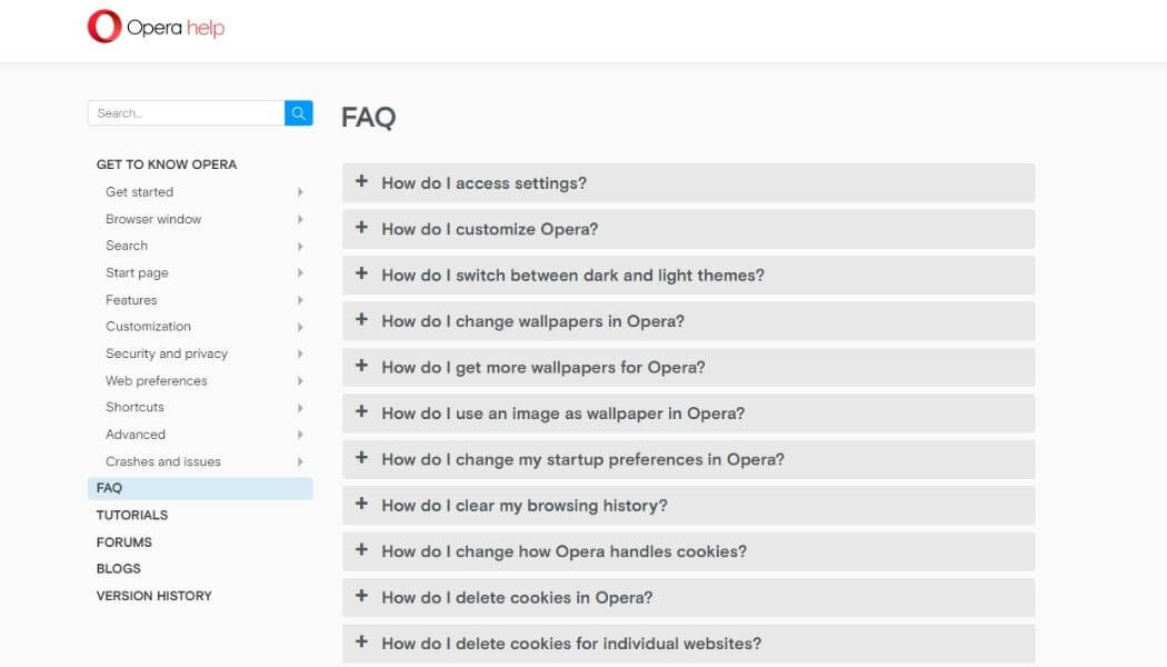 FAQ Opera VPN