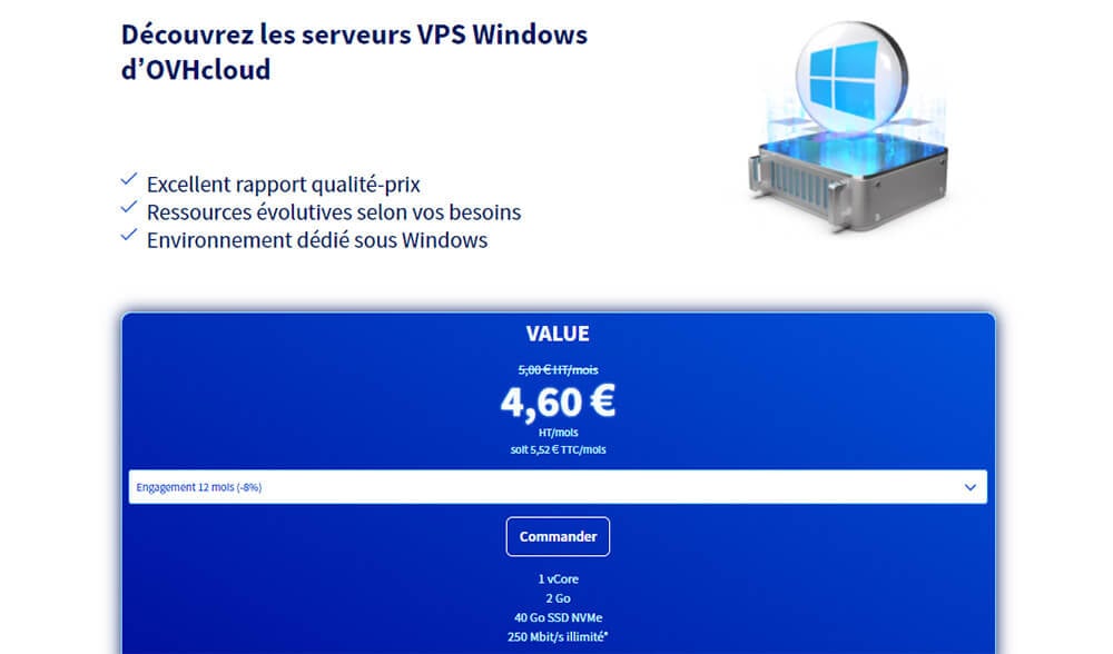 Hébergement VPS Windows OVH
