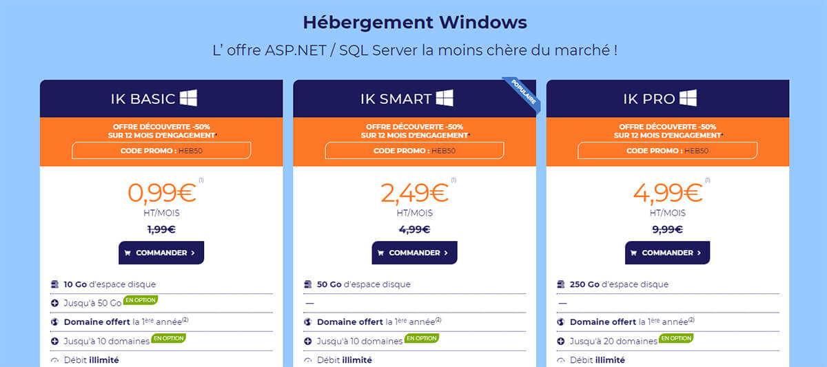 Hébergement Windows ASP NET Ikoula