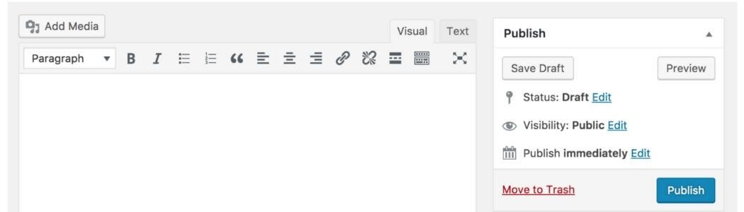 Interface Classic editor sur WordPress