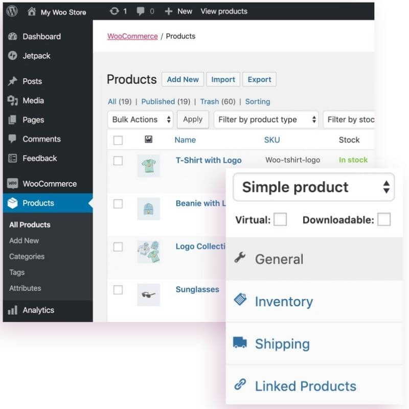 Interface WooCommerce WordPress