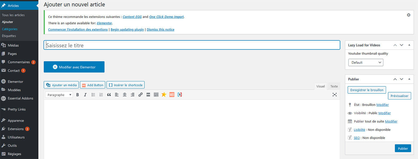 Rédaction article blog WordPress