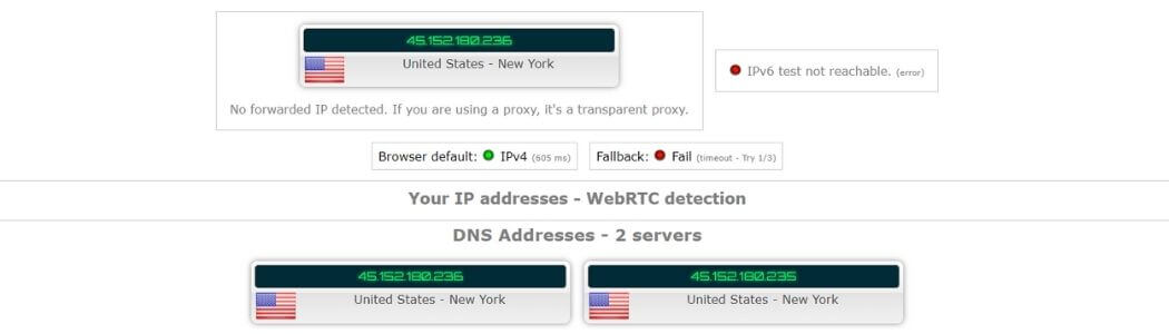 Test d'adresse IP avec NordVPN