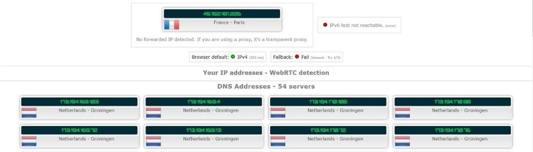 Test d'adresse IP avec le VPN Kaspersky