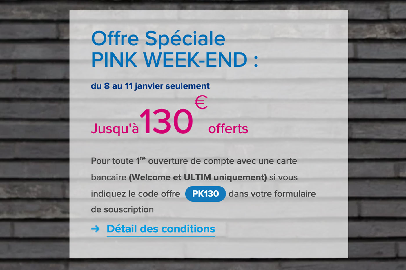 Pink Week-end Boursorama Banque