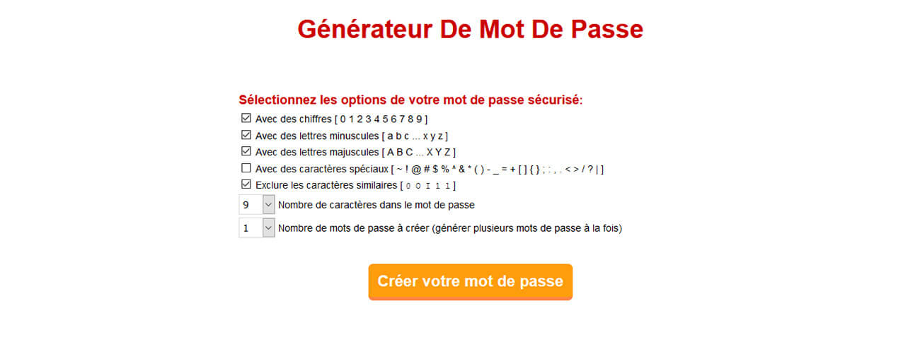 Générateur de mot de passe sécurisé