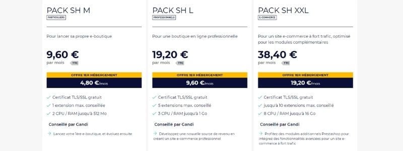 Hébergement PrestaShop Gandi