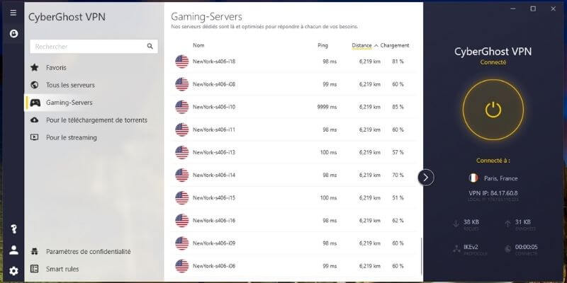 Serveurs gaming CyberGhost