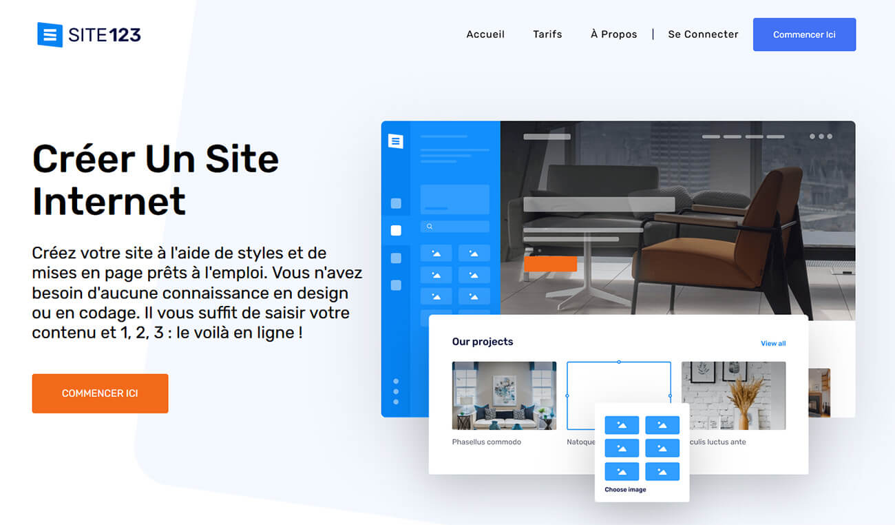 Site123 Système de gestion de contenu