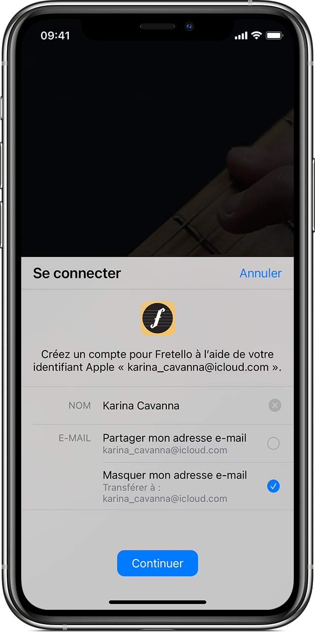 Connexion avec Apple